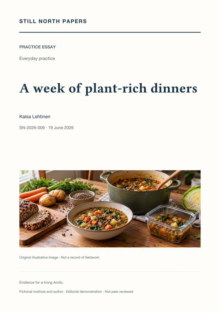 A week of plant-rich dinners: paper cover