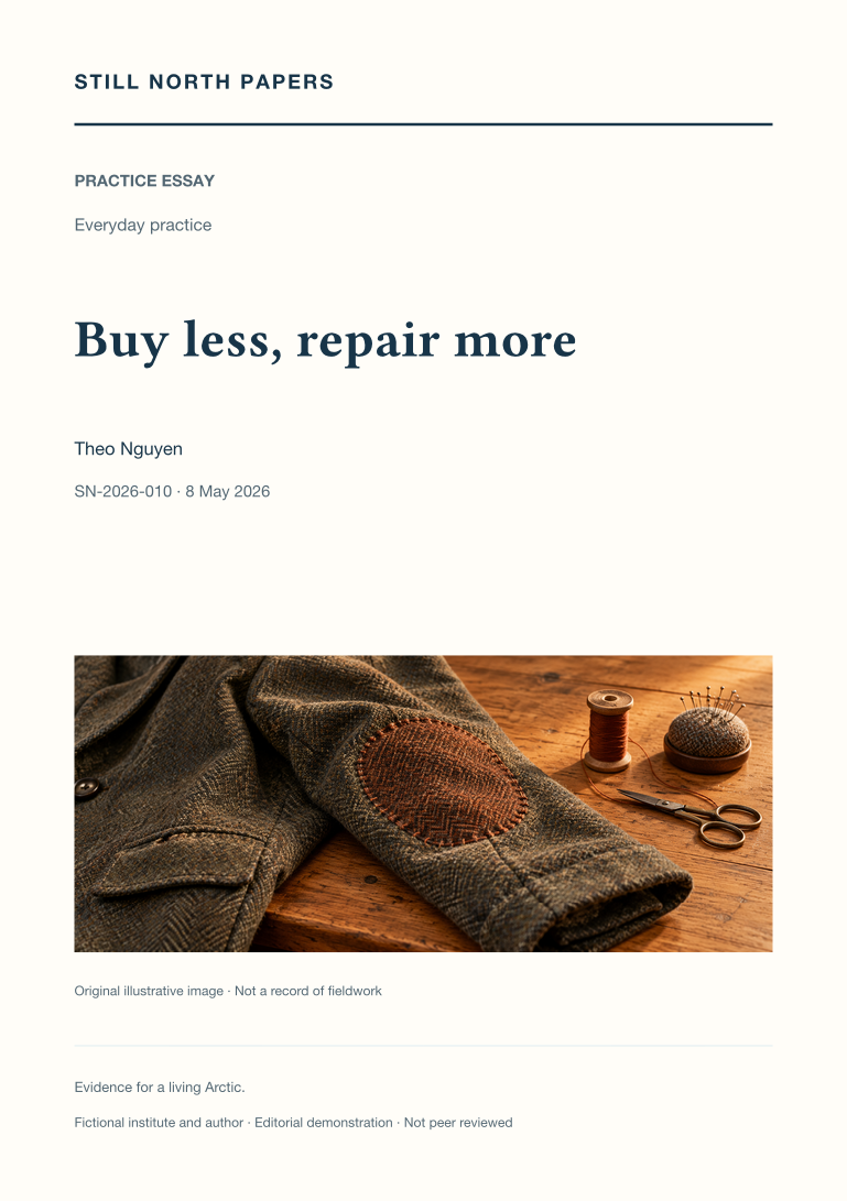 Buy less, repair more: Still North Papers cover
